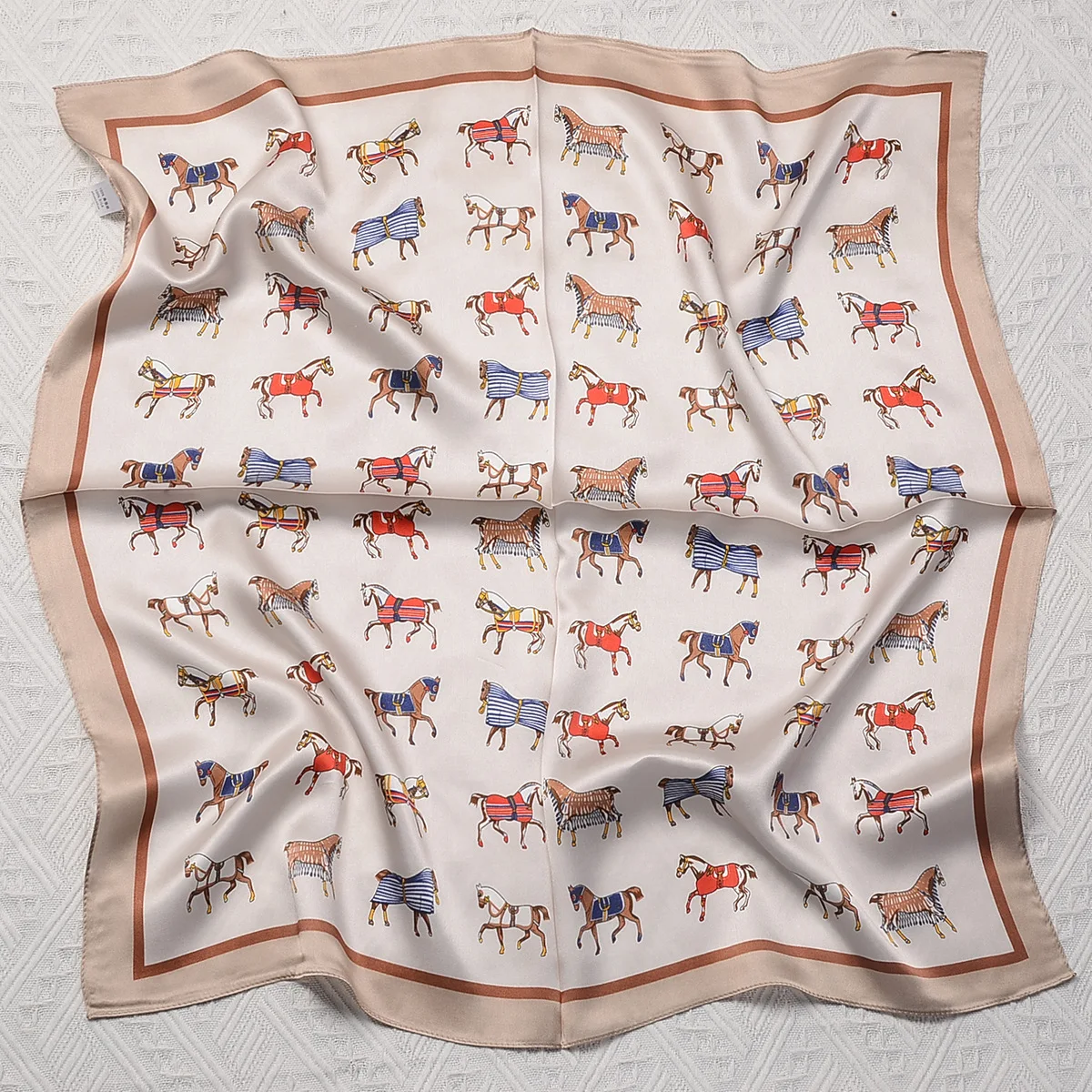 

New Design colorful pony Print 100%Silk Scarf 2022 Square Scarf Woman Bandana Headband Hijab Foulard Neckerchief For Ladies