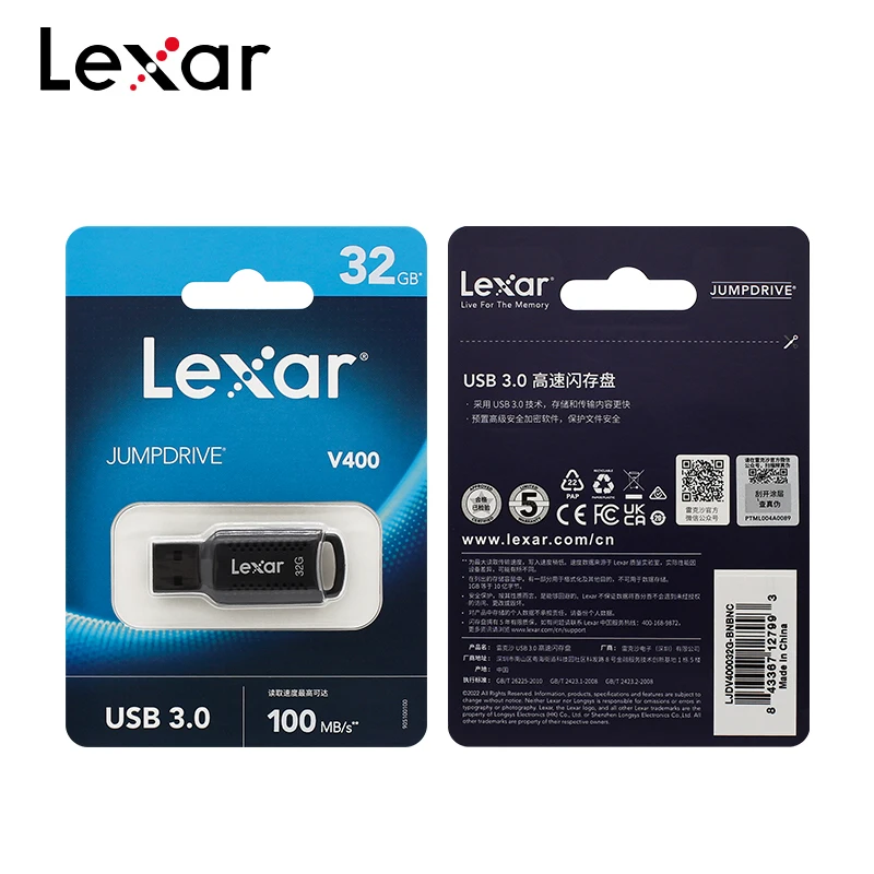 USB-флеш-накопитель Lexar V400 32-128 ГБ скорость чтения до 100 Мб/с USB 3 0