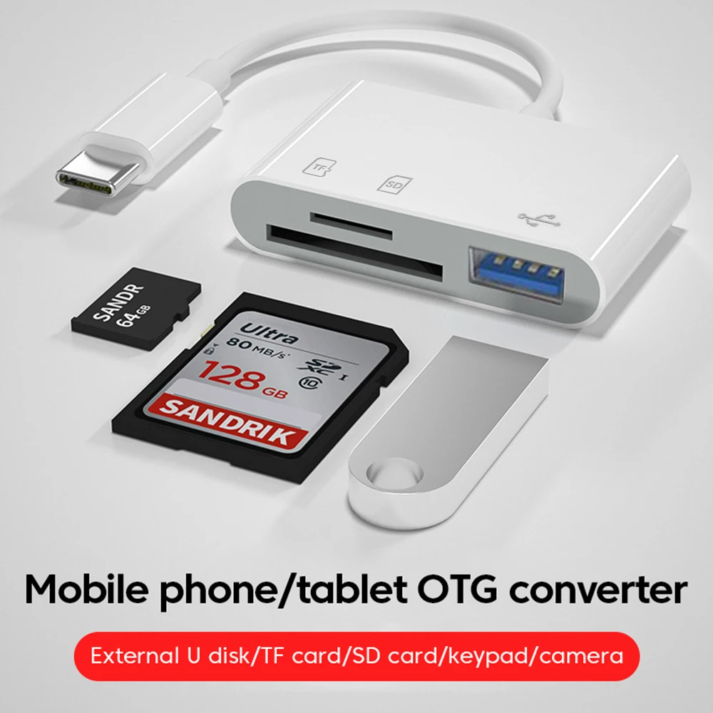 Фото Адаптер для чтения карт памяти 3 в 1 Type C, USB C, устройство для чтения карт памяти SD TF, высокоскоростное устройство для чтения карт памяти для телефона, ПК, ноутбука, аксессуары, конвертер типа C №2