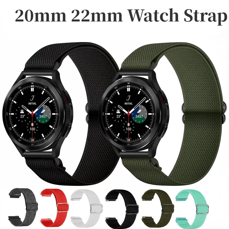 

Nylon loop strap for Samsung Galaxy Watch 4/Huawei Watch GT2/Amazfit GTR Adjustable fabric elastic bracelet strap for 22mm 20mm