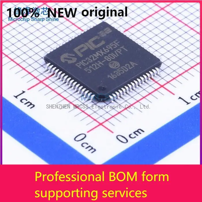 

PIC32MX Series 512 kB Flash 128 kB RAM SMT 32-Bit Microcontroller - TQFP-64 PIC32MX695F512H-80I/PT 100% original