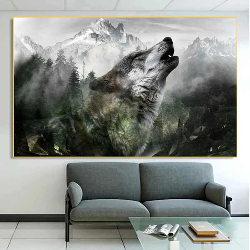

Abstract Animal Wolf Artwork Canvas Painting Wall Art Posters Prints Wall Pictures for Living Room
