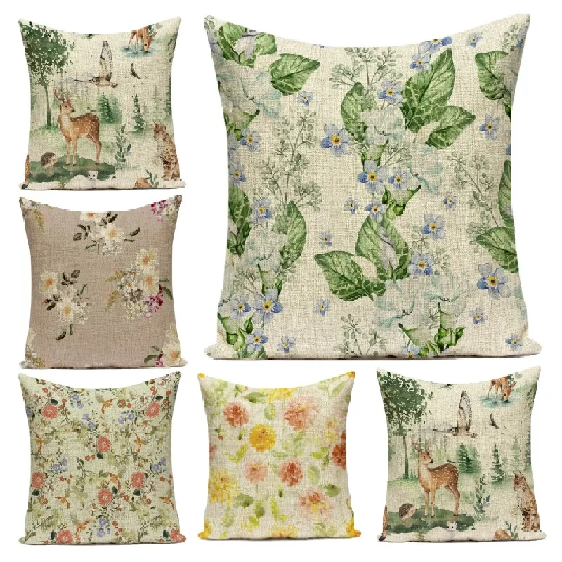 

Sofa Floral Pillows Cushion Cover Artistic Nordic Decorative Pillowcase Flower Home Decor 45x45 Upholstery Textile Garden E2157