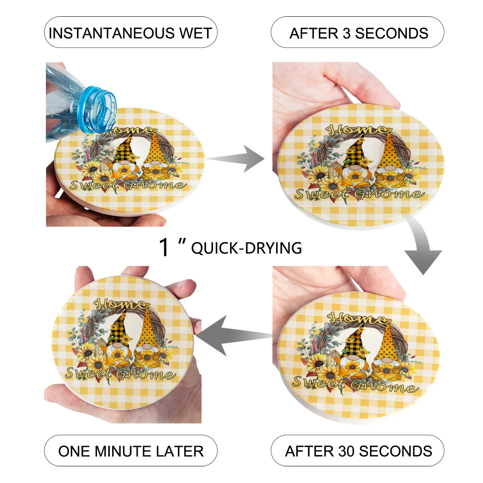 Домашнее милое гномное решетчатое Подсолнухи кухонный стол круглая подставка