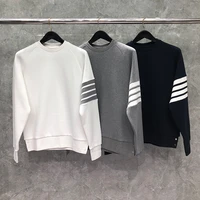 tb tnom sweatshirt men%e2%80%99s oversized 4 bar striped graphic sweatshirts classic crewneck long sleeve casual loose pullover tb tops