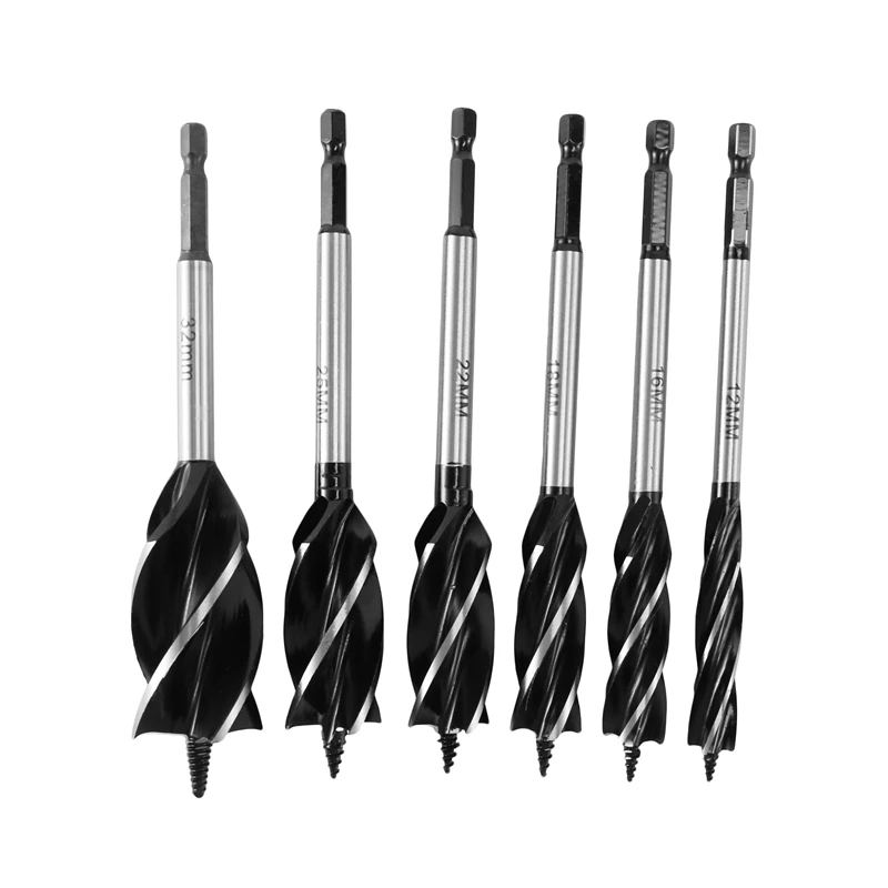 

Wood Drill Bit Reaming Drill Wood Auger Fast Cut Woodworking Drill Bit Set 6Pcs 12Mm, 16Mm, 18Mm, 22Mm, 25Mm, 32Mm