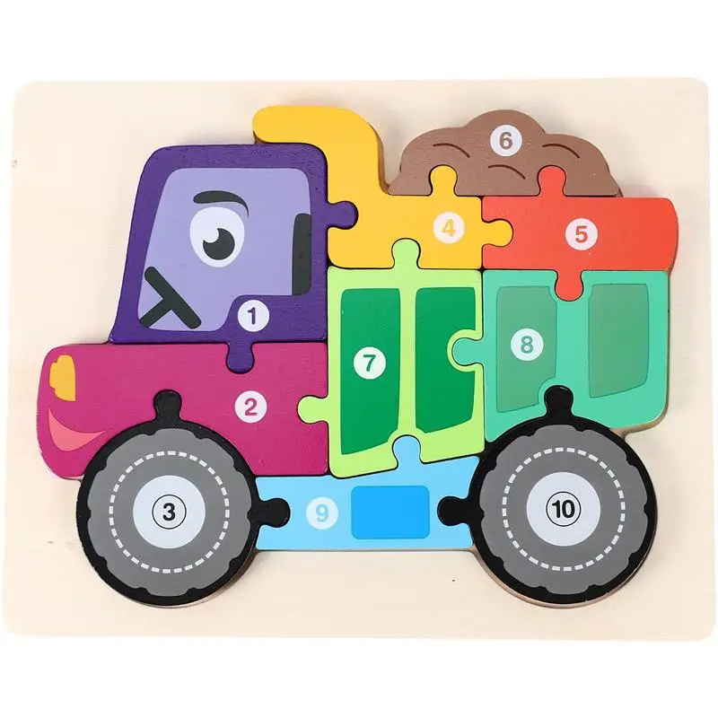 

1 Set of Cartoon Puzzles Toys Kids Puzzle Toys Wooden Truck Puzzle Toys Educational Puzzles