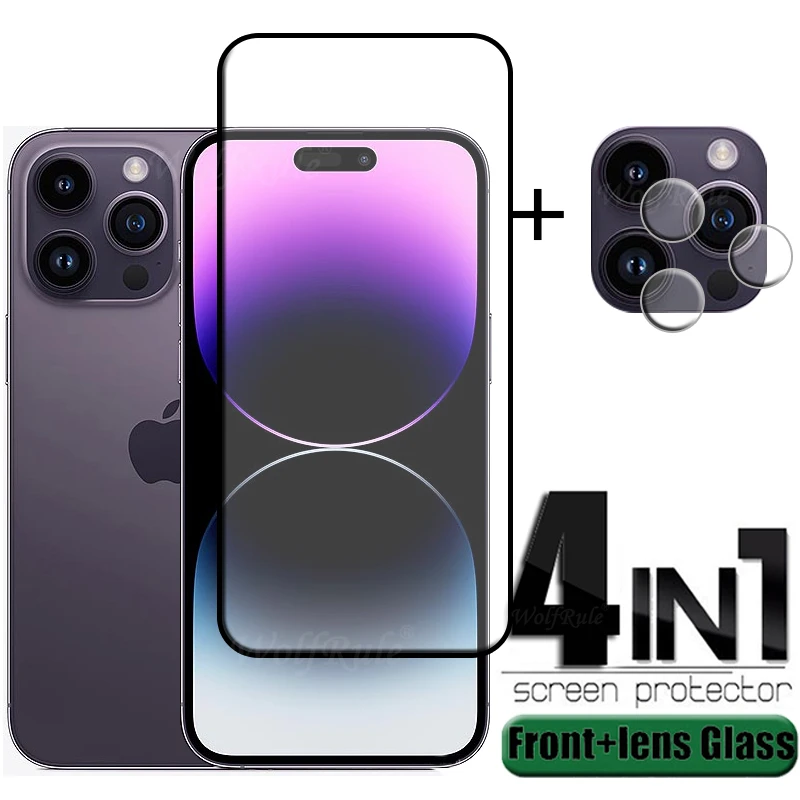 

4-in-1 For iPhone 14 Pro Max Glass For iPhone 14 Pro Full Film Screen Protector For iphone 7 8 Plus 12 13 14 Plus Pro Max Glass