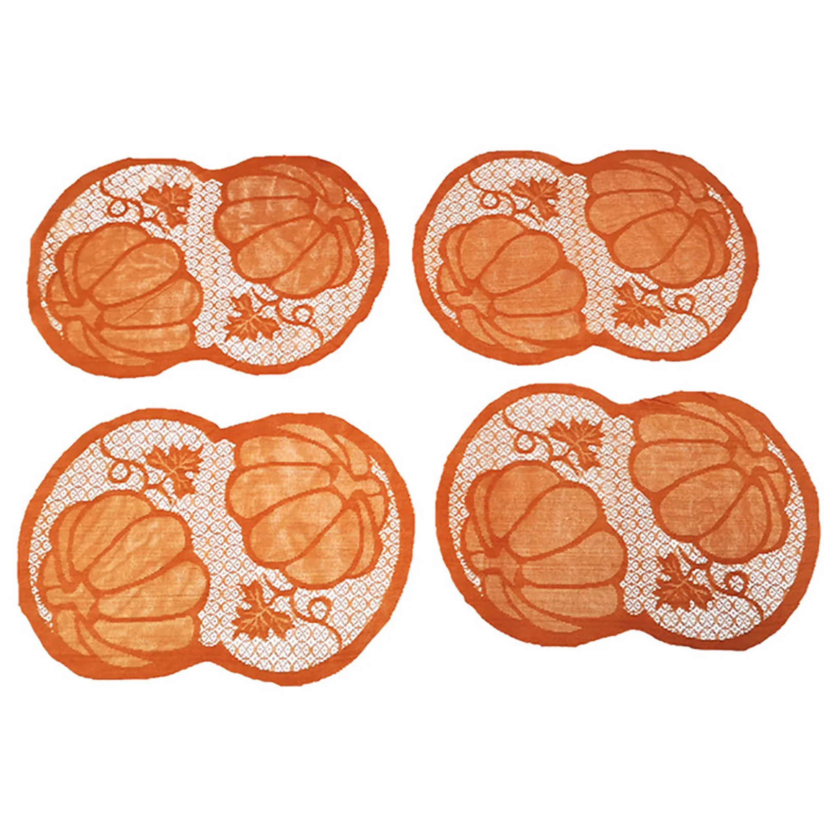 

Thanksgiving Day Table Runner and Placemats Set Orange Pumpkin Table Runners and Non-slip Placemats Autumn Harvest Home Festive