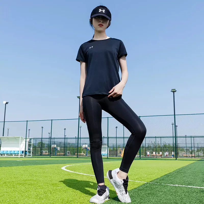 Фото Женские облегающие длинные брюки Under Armour для фитнеса, бега, пилатеса, эластичные спортивные брюки, брюки для йоги 1356212-001 №1