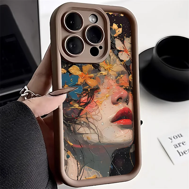 Модный чехол для телефона с изображением девушки цветов iPhone 16 Pro Max 11 14 13 12 15 7 8 Plus XR
