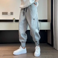 2022 brand mens casual sports pants fashion bind feet button outdoors men elastic zipper bunched foot trousers baggy joggers