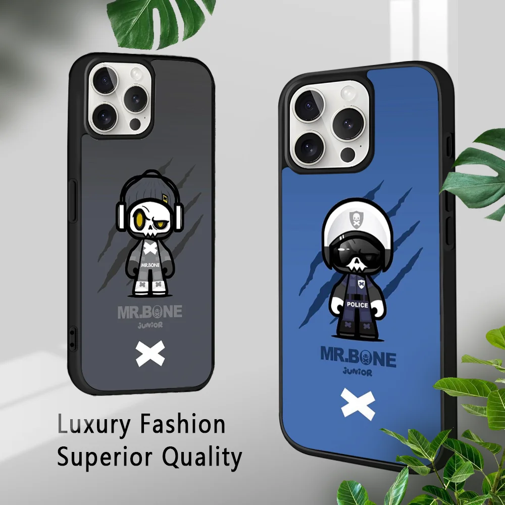 Мультяшный чехол Mr.Bone для телефона iPhone 16 15 14 13 12 11 Pro Xs Max Mini Plus Celulares Hard Funda