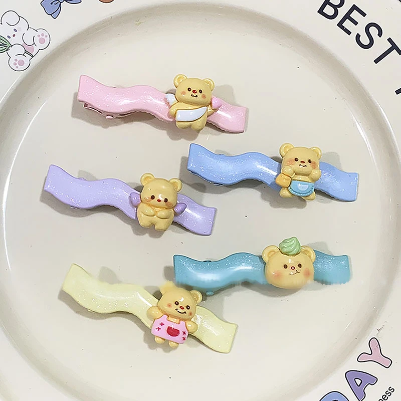 Мультяшная заколка для волос с изображением медведя женщин и девушек милая