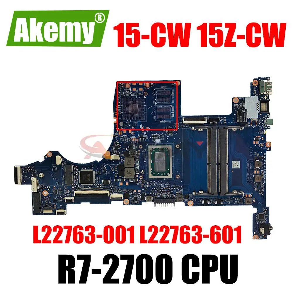 

L22763-001 L22763-601 For HP Pavilion 15-CW 15Z-CW G7BF G7BJ Laptop Motherboard DAG7BFMB8D0 DAG7BJMB8C0 Mainboard W/R7-2700 CPU