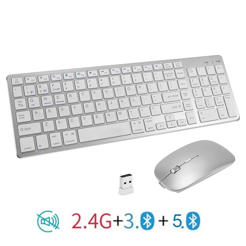 

Bluetooth-compita Keyboard and Mouse Comb 5.0/3.0 Bluetooth-compita 2.4G Wireless Keyboard and Mouse Set for iPad