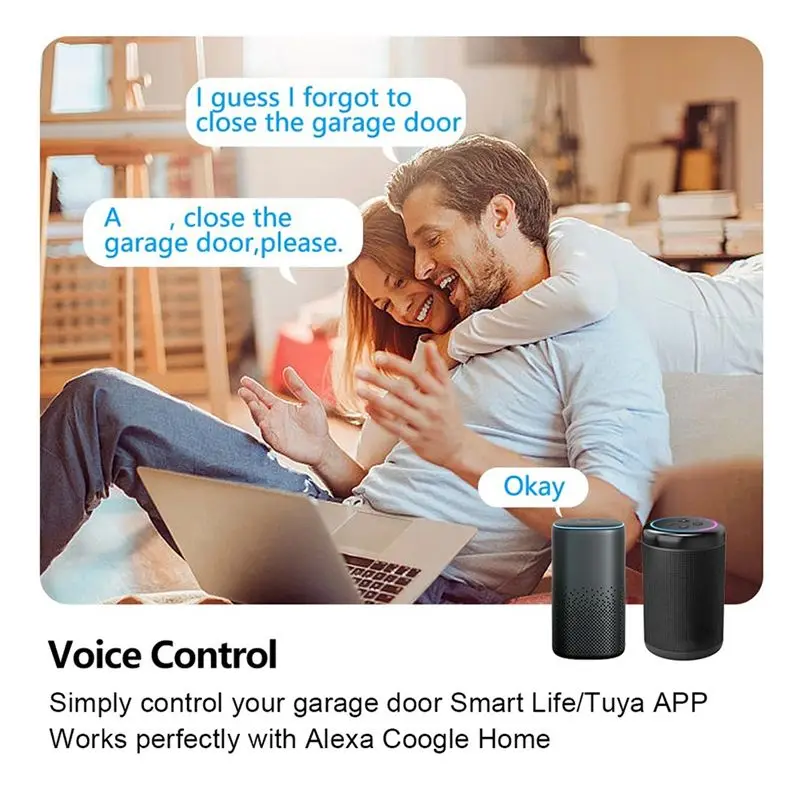 ABZZ-Tuya WIFI Умный контроллер открывания гаражных ворот с голосовым управлением через приложение, интеллектуальный выключатель с поддержкой совместного управления для всей семьи (art.: 3920dbbd06463) - 3920dbbd06463