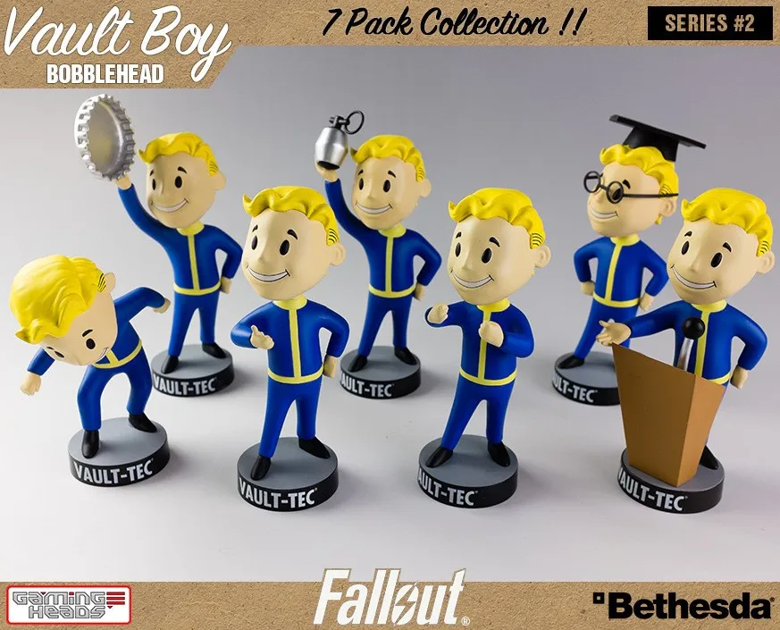 Игровые головки Fallout VAULT-TEC, 7 шт., для мальчиков, серии Bobbleheads, ПВХ, экшн-фигурки, игрушки, масштаб 1/60, 13 см