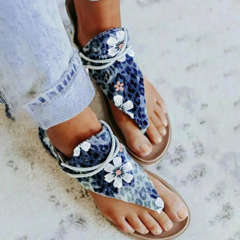 Women Flat Sandals Leopard Snake Print Summer Large Size Beach Leather Sandals Retro Plus Size 43 Gladiator Flip Flops Sandals