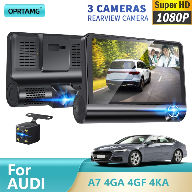 

OPRTAMG For AUDI A7 4GA 4GF 4KA 1994 1995 1996 1997 1998 1999 2000 2001 2002-2022 Car DVR 3 Cameras Lens 4.0 Inch 1080P Dash Cam
