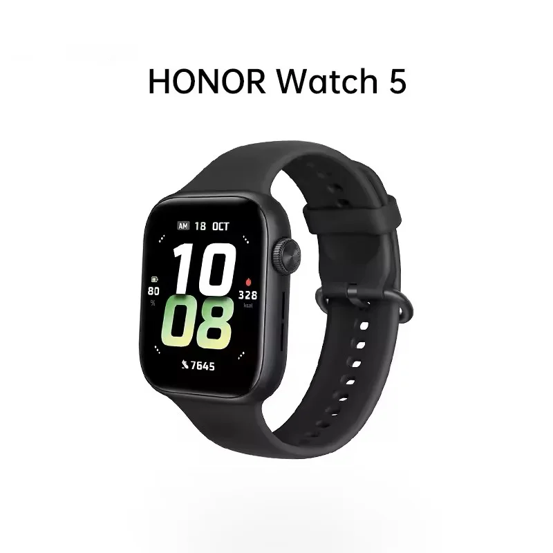 Фото Смарт-часы HONOR Watch 5 (международная версия), разрешение 450 × 390 пикселей, плотность пикселей 322 PP, GPS №1