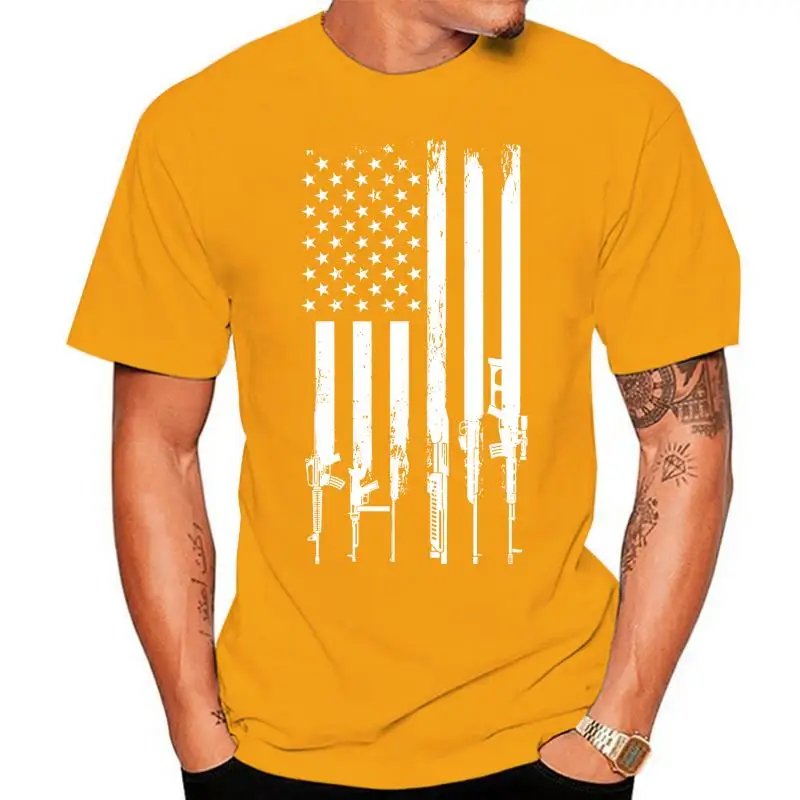 

America Flag Gun Usa Shirt Cool Gift Patriotic 2nd Amendment Rifle Men's T-shirt