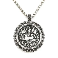 viking horse pendant tree of life amulet norse runes jewelry necklace men