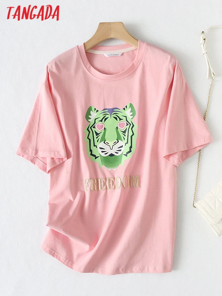 

Tangada 2022 Women Funny Emboridery T Shirt Short Sleeve O Neck Tees Ladies Casual Tee Shirt Street Wear Top YU77