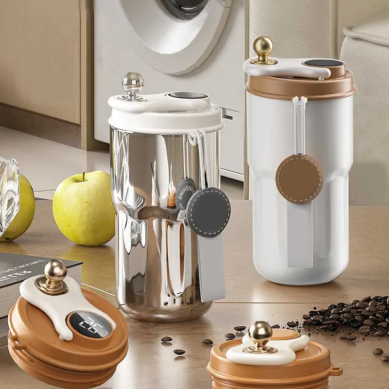 

420ml stainless steel thermos cup coffee tea cup Intelligent temperature portable accompanying cup Large capacity ccompanying