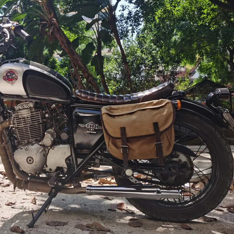 

Panel Side Side Bag Retro Men's Motorcycle Bag Rider Shoulder Waterproof Bag Flap Motorcycle Commuter Canvas Multifunctional