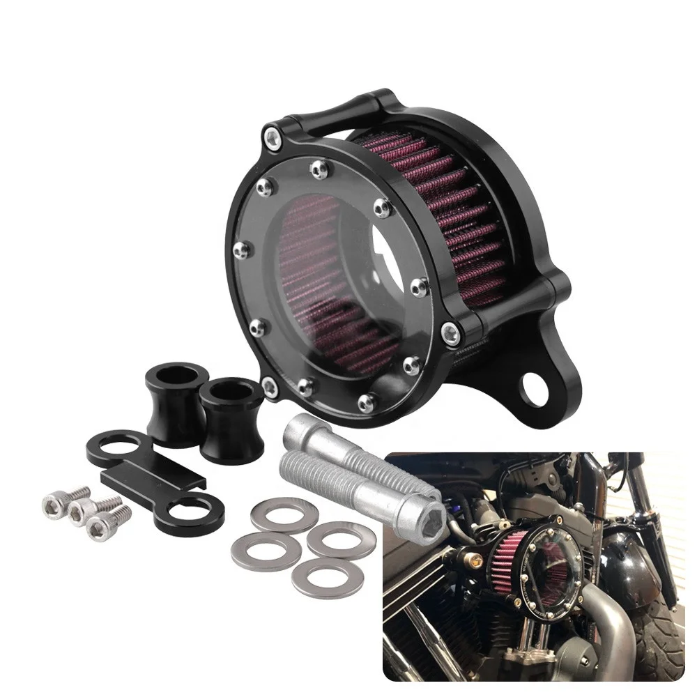 

Air Cleaner Intake System Kit CNC Aluminum Transparent Retro Motorcycle Air Filter For Harley