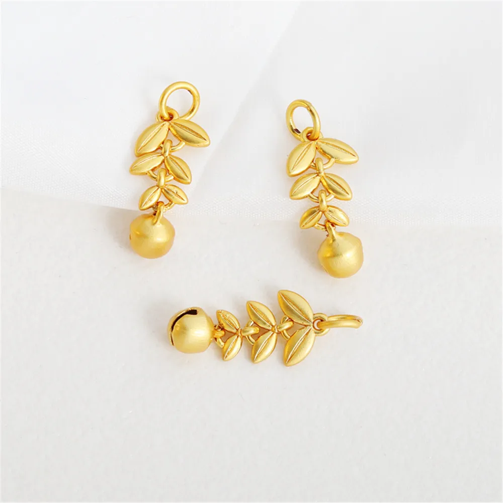 

18k dummy gold colorful double-sided wheat ears bell pendant 10*25mm charm bracelet necklace diy earrings accessories