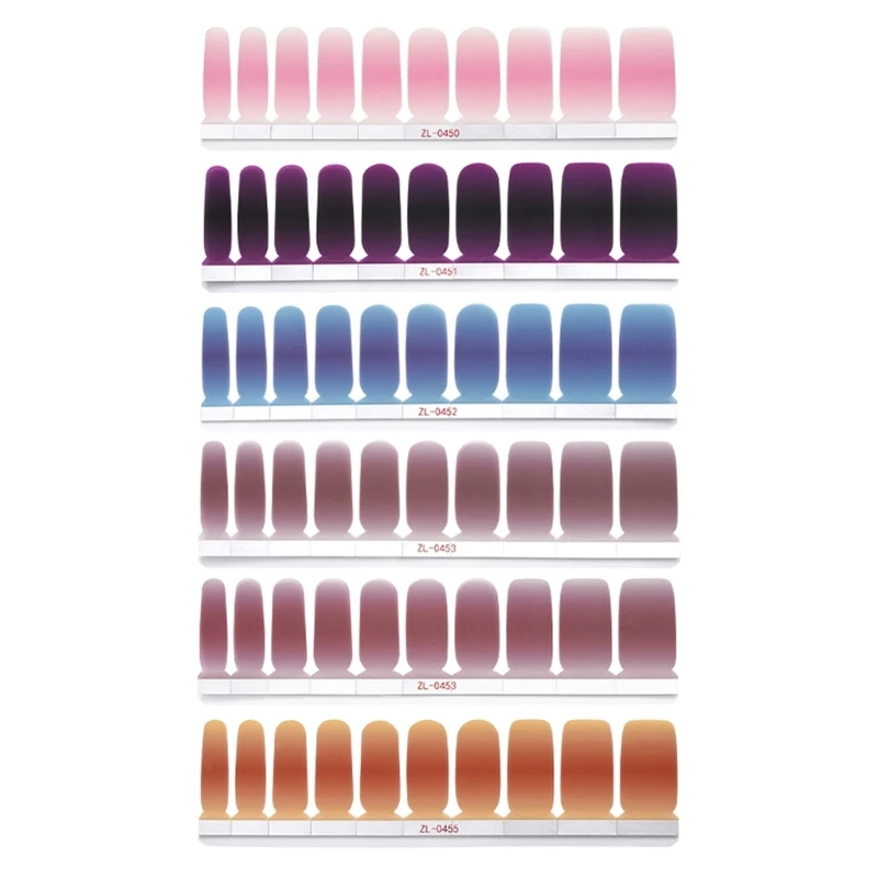 

6 Sheet Full Polish Strips Wraps Decal Adhesive Nails Stickers False Design Polish Strips for Women
