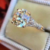 new european and american inlaid 2 5 carat simulated white mosan diamond engagement ring wholesale female