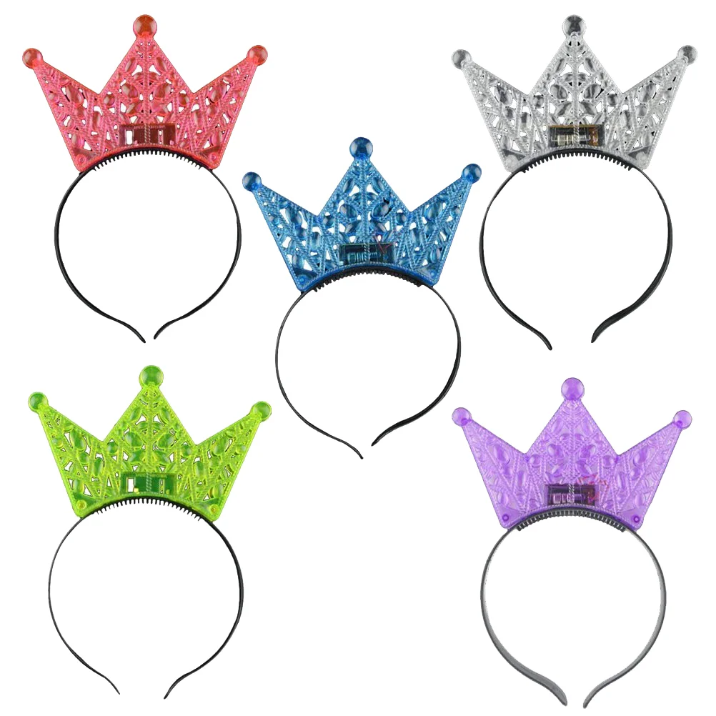 

5 Pcs Shining Luminious Headwear Flashing LED Crown Headbands (Random Color)