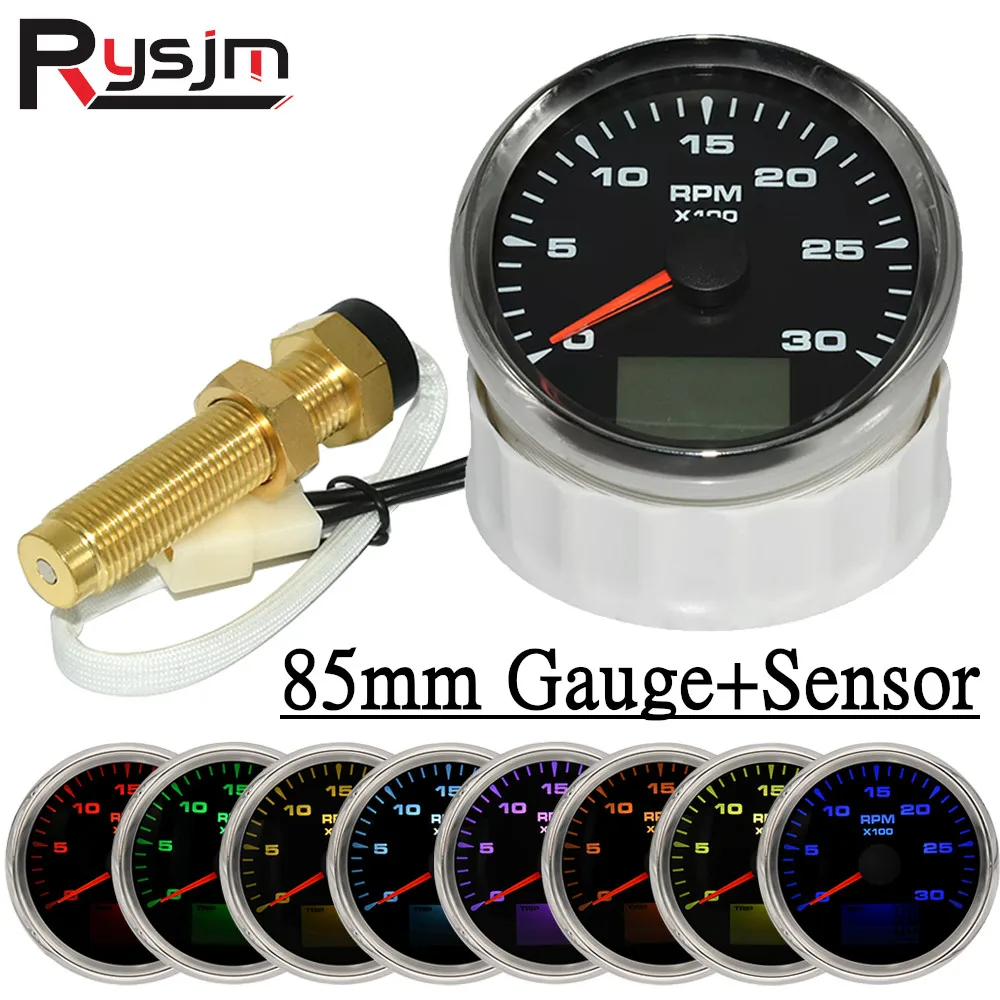 

Универсальный тахометр, измеритель частоты вращения для автомобиля, лодки, 85 мм, 0-6000 об/мин, передаточное число 1-300, счетчик оборотов с дальн...