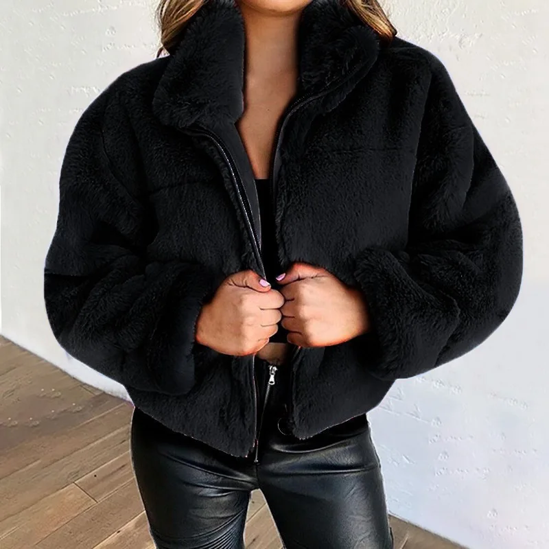 Women's Faux Fur Plush Jacket 2021 Autumn And Winter New Fashion Women's Rabbit Fur Faux Fur Zipper Cardigan Warm Plush Jacket