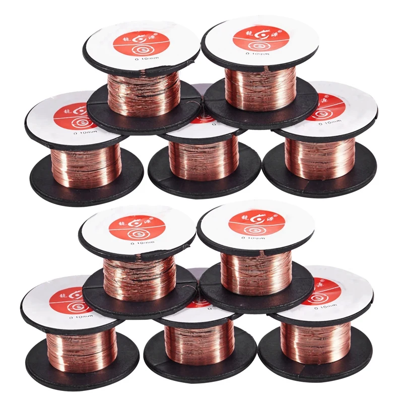 

ABSF 10 Pcs 0.1Mm Diameter Copper Soldering Solder Enamelled Reel Wire