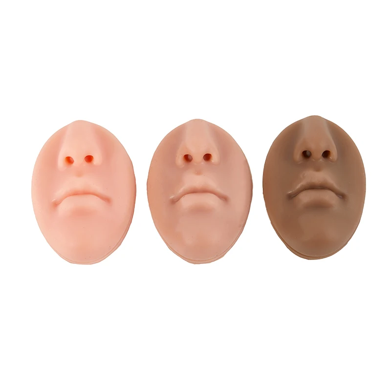 

3D Silicone Face Model With Bracket Tattoo Puncture Practice Simulation Human Nose Mouth Body Part Display Nose Piercing Jewelry