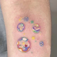 waterproof temporary tattoo sticker colorful cute bubble tattoo flash tattoo arm female