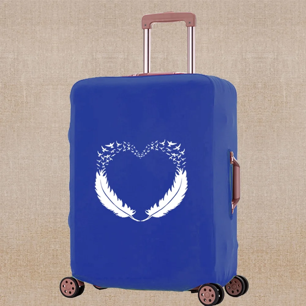 Luggage Cover Elasticity Dust-proof Trolley Protective Case Feather Print Travel Accessory Covers Apply To 18-32 Inch Suitcase