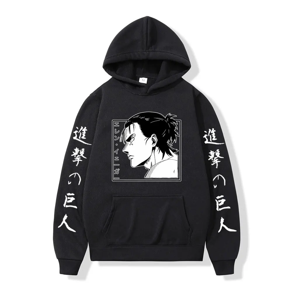 

Attack on Titan AOT Hoodie Eren Yeager Anime Pullover Unisex Harajuku Hooded Sweatshirt Long Sleeve Fashion Men's Tracksuit