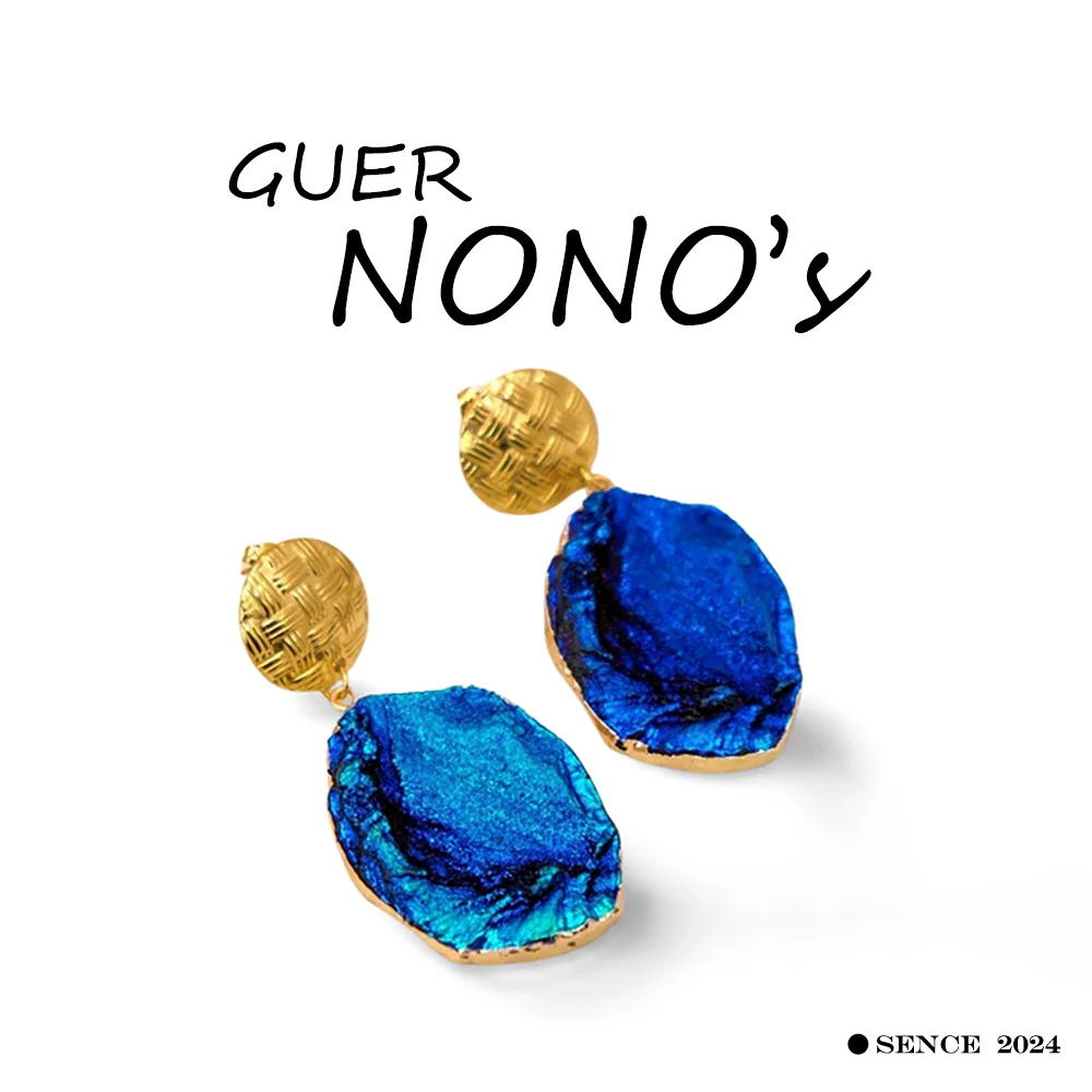 Шикарные серьги-гвоздики из эпоксидной смолы GUERNONO'S 14K с покрытием нержавеющей