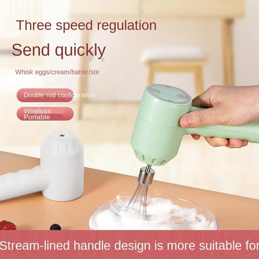 

Wireless 3 Speed Mini Mixer Electric Food Blender Handheld Cream Automatic Mixer Egg Mixer Dough Beater Cake Baking Food Z1U1