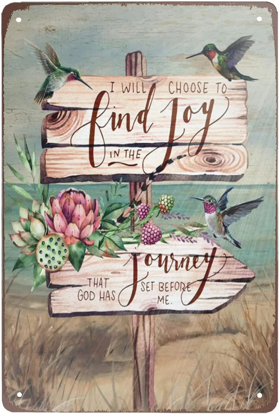 

Super durable Beautiful Humming Bird i Will Choose to find Joy in The Journey That god has Set Before me-tin Signs Vintage Wall