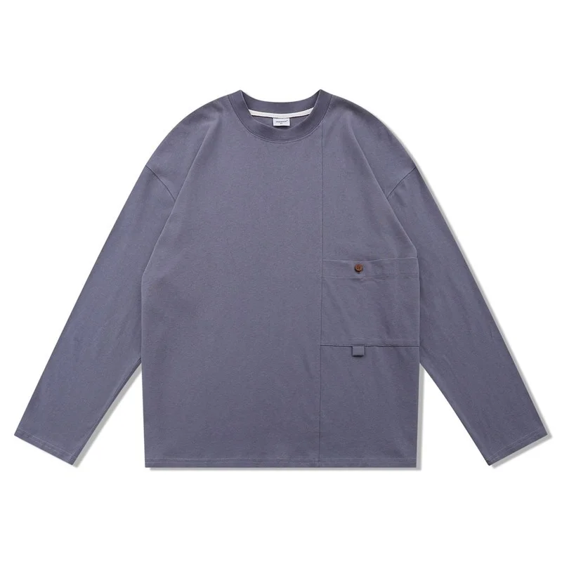 

Футболка мужская однотонная с длинным рукавом и круглым вырезом