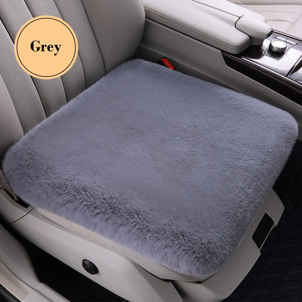 

Universal Car Seat Cushion Winter Plush Rabbit Fur Winter Warmth Thick Wool One Piece Square Cushion for Main Driver or Co-pilot