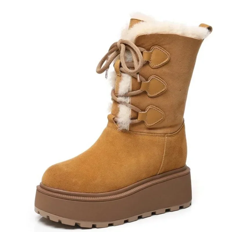 Женские замшевые ботильоны на плоской подошве Теплые из натуральной коровьей