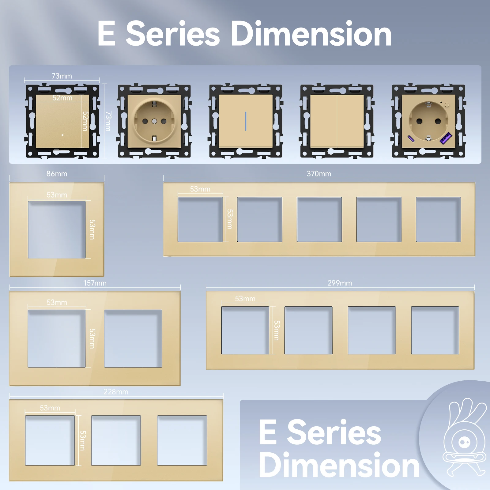 BSEED E-Series: Функциональные элементы из хрустального стекла (только для стандартов ЕС), одинарные, двойные, тройные рамки, черные, для самостоятельной установки, для улучшения дома (art.: 3920cd19ad33d) - 3920cd19ad33d