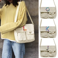 canvas messenger bag womens casual satchel girls handbag shoulder large capacity tote bag paint lettern pattern shopping bags